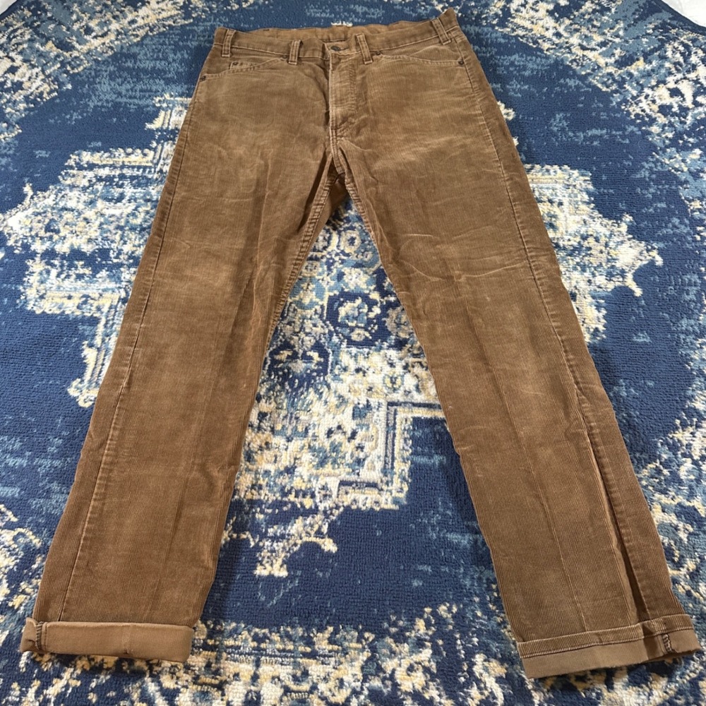 80's Vintage Levis Brown Corduroy Pants Mens 36x32 White Tab Straight Leg